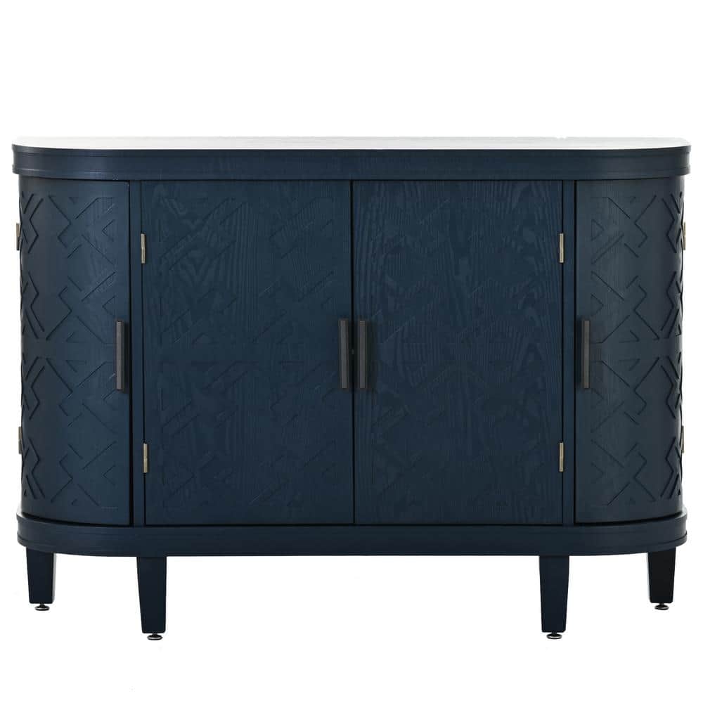 47.20 in. W x 15.20 in. D x 33.50 in. H Navy Blue Wood Linen Cabinet Accent