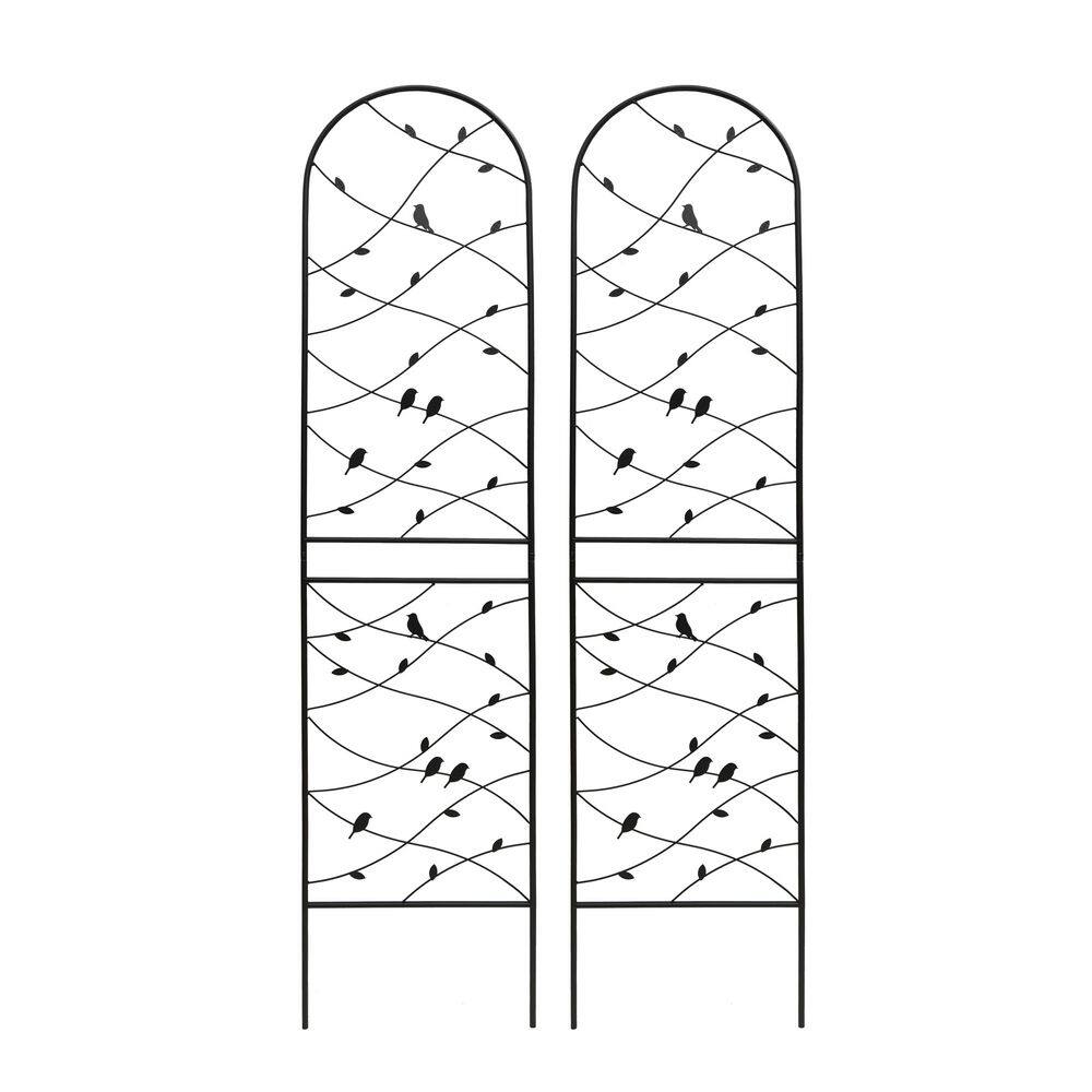2 Pack 86.7 in. x 19.7 in. Black Iron Metal Outdoor Rustproof Bird Deco Garden Trellis for Climbing Plant Flower Support price history on PriceWatchPro