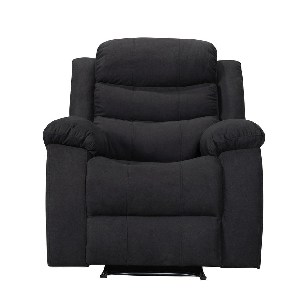 FC Design Black Linen Manual Recliner with Overstuffed Cushions