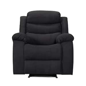 Black Manual Recliner Chair with Overstuffed Cushions for Bedroom and Living Room Reclining Sofa Chair