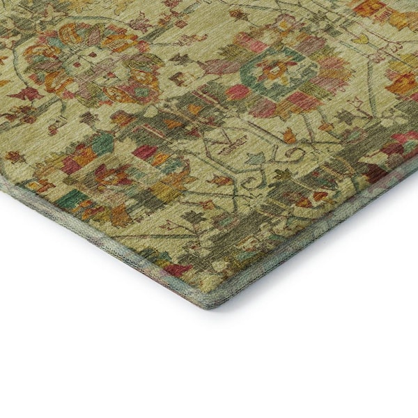 Mayfield Premium Machine Washable Abstract AMF1732 Gold 5 ft. x 7 ft. 6 in. Area Rug