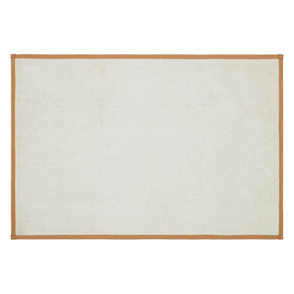 Khaki and Navy Cotton Bath Mat with Star Design, 20x30