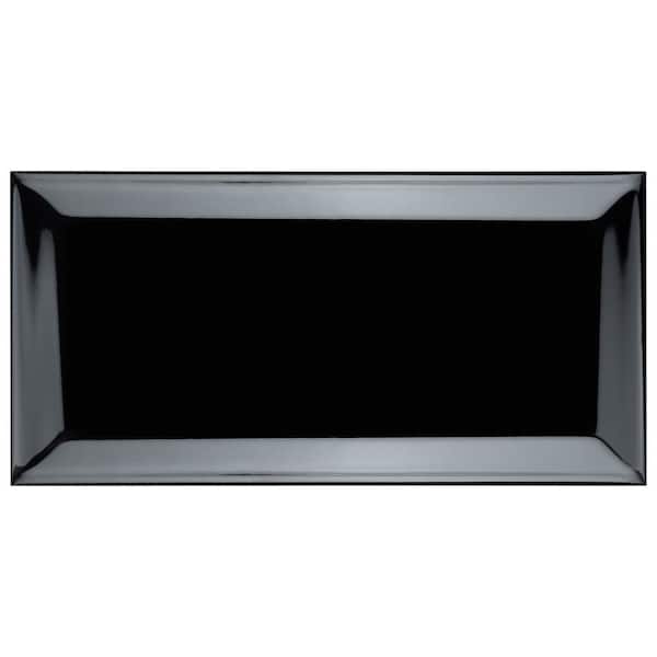 Merola Tile Crown Heights Beveled 3 in. x 6 in. Matte Black Ceramic Wall Tile (6.03 sq. ft. /Case)