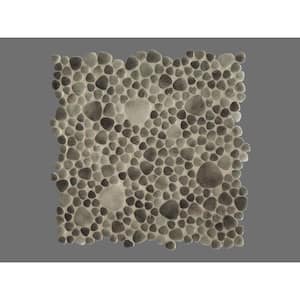 Glass Tile Love Forbidden 12" x 12" Gray Pebble Mosaic Glossy Glass Wall Floor Pool Tile (10.76 sq. ft./13-Sheet Case)