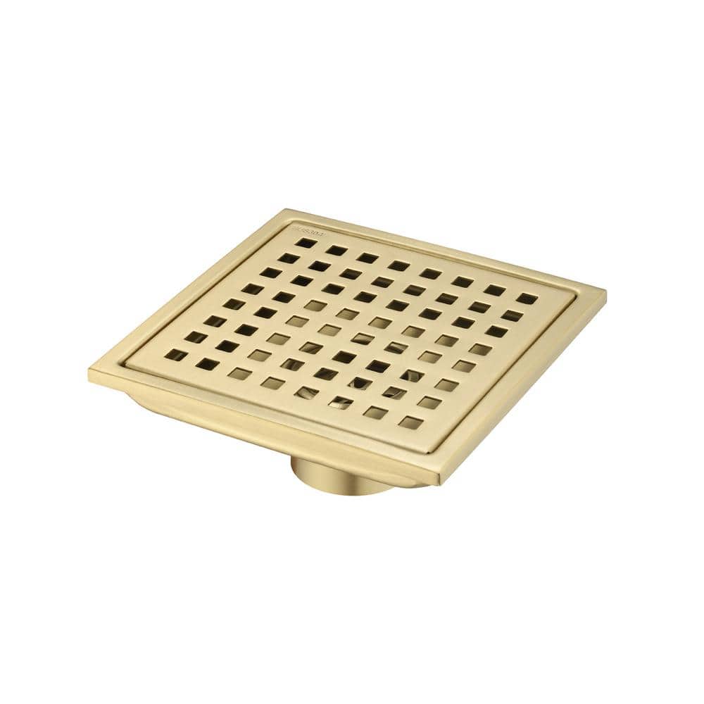 1-Piece 6 in. Square Shower Floor Drain Bath Hardware Set with Strainer Inc