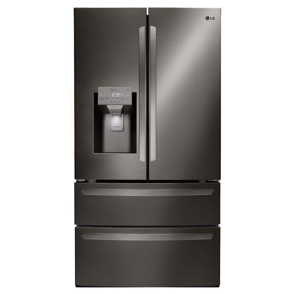 LG 28 cu. ft. 4-Door French Door Smart Refrigerator with Ice and Water Dispenser in PrintProof Black Stainless Steel