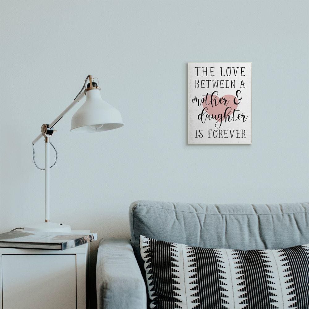Love Between Mother & Daughter Pink Heart Wood Wall Art