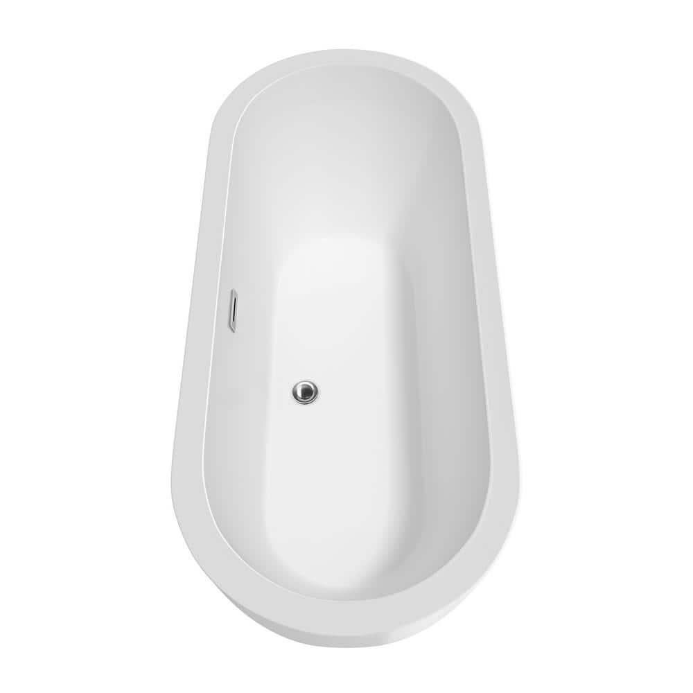 White Acrylic Freestanding Soaking Tub with Polished Chrome Trim