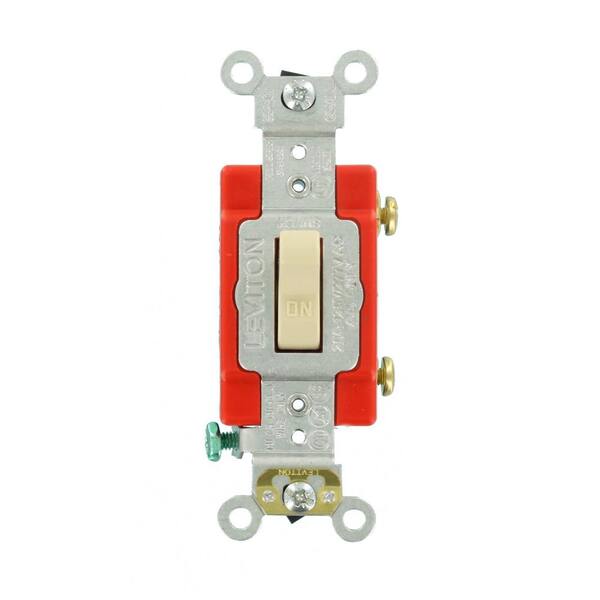 Leviton 20 Amp Industrial Grade Heavy Duty Single-Pole Lighted Handle Toggle Switch, Ivory