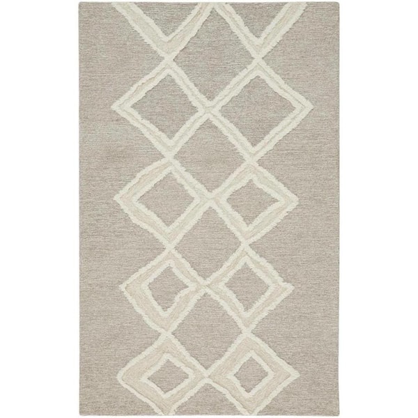 HomeRoots 9 x 12 Gray and Ivory Geometric Area Rug