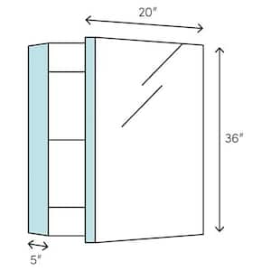20 in. W x 36 in. H x 5 in. D Frameless Recessed or Surface-Mounted Bathroom Medicine Cabinet