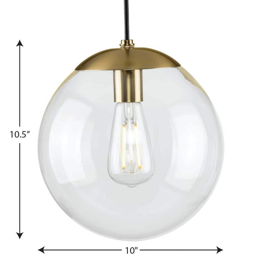 Atwell 1-Light Clear Glass Globe Pendant with Brushed Bronze Finish