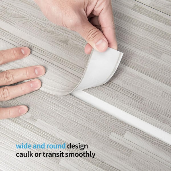 White-washed 1.57 in. x 120 in. Self Adhesive Vinyl Transition Strip for Joining Floor Gaps, Floor Tiles