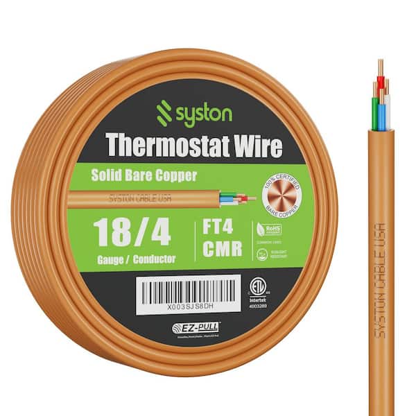 20 ft. 18/4 Brown Solid Bare Copper CMR/CL3R Thermostat Wire