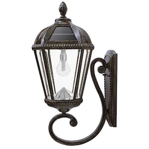 Royal Bulb Series 1-Light Solar Powered Weathered Bronze Outdoor Waterproof LED Wall Sconce Lantern for Garage and Porch