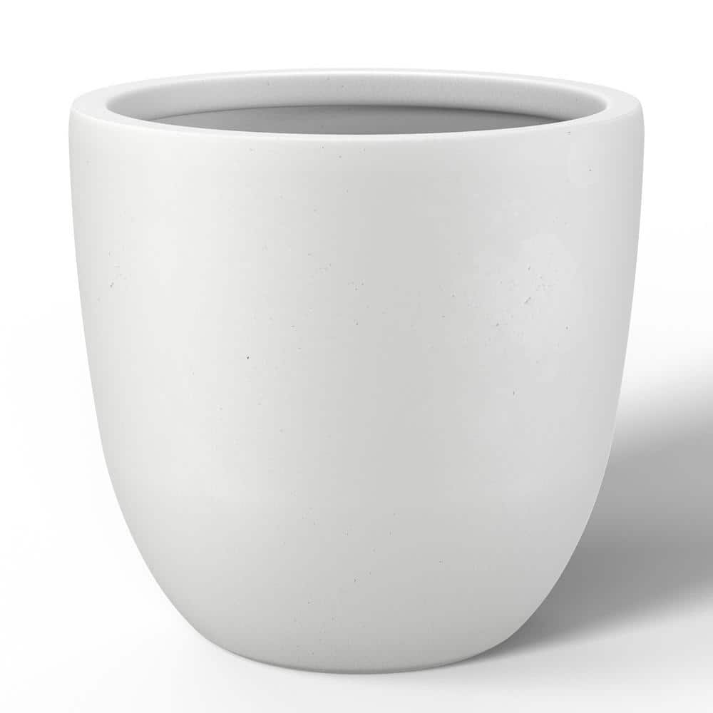 Sapcrete 18in. x 17in. Crisp White Extra Large Tall Round Concrete Plant Planter