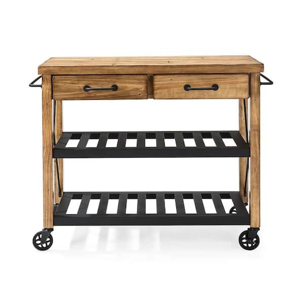 CROSLEY FURNITURE Roots Rack Industrial Natural Kitchen Cart with Towel Rack
