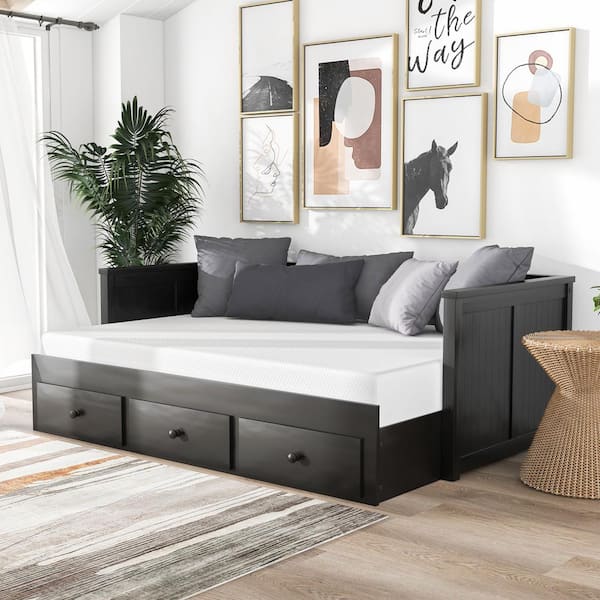 Furniture of America Iriqoui Black Full Daybed with Drawers