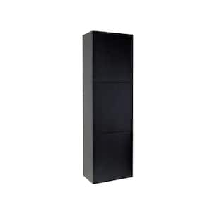 17-3/4 in. W x 59 in. H x 12 in. D 3-Door Bathroom Linen Storage Cabinet in Black