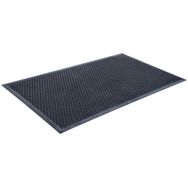 Restaurantware Comfy Feet 60 inch x 36 inch Floor Mat, 1 Diamond Outdoor Floor Mat - Non Slip, Non Skid Backing, Black Polypropylene Utility Mat