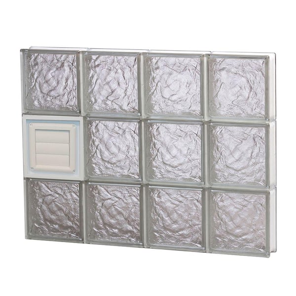 Clearly Secure 31 in. x 23.25 in. x 3.125 in. Frameless Ice Pattern Glass Block Window with Dryer Vent