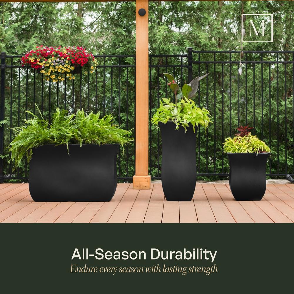 Valencia 30" Black Tall Polyethylene Outdoor Planter
