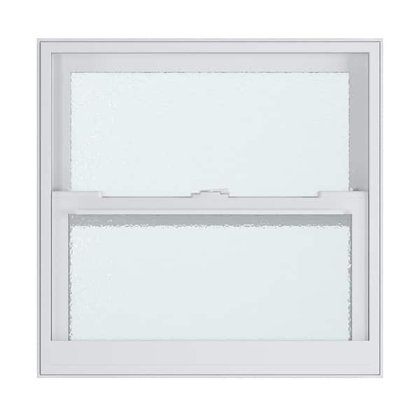 American Craftsman 25.375 in. x 24.875 in. 70 Series White Single Hung Low-E Argon SC Obscure Glass Vinyl FL Flange Window, Screen Incl
