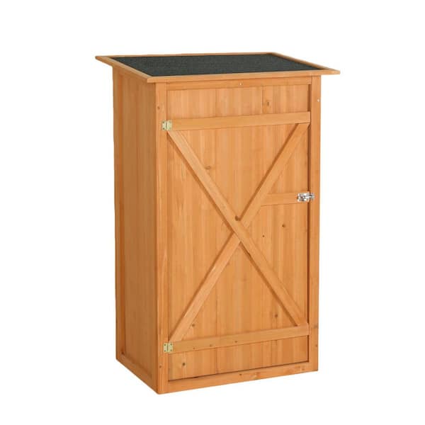 29.53 in. W x 22.05 in. D x 46.46 in. H Light Yellow Outdoor Storage Cabinet, Wood Garden Shed