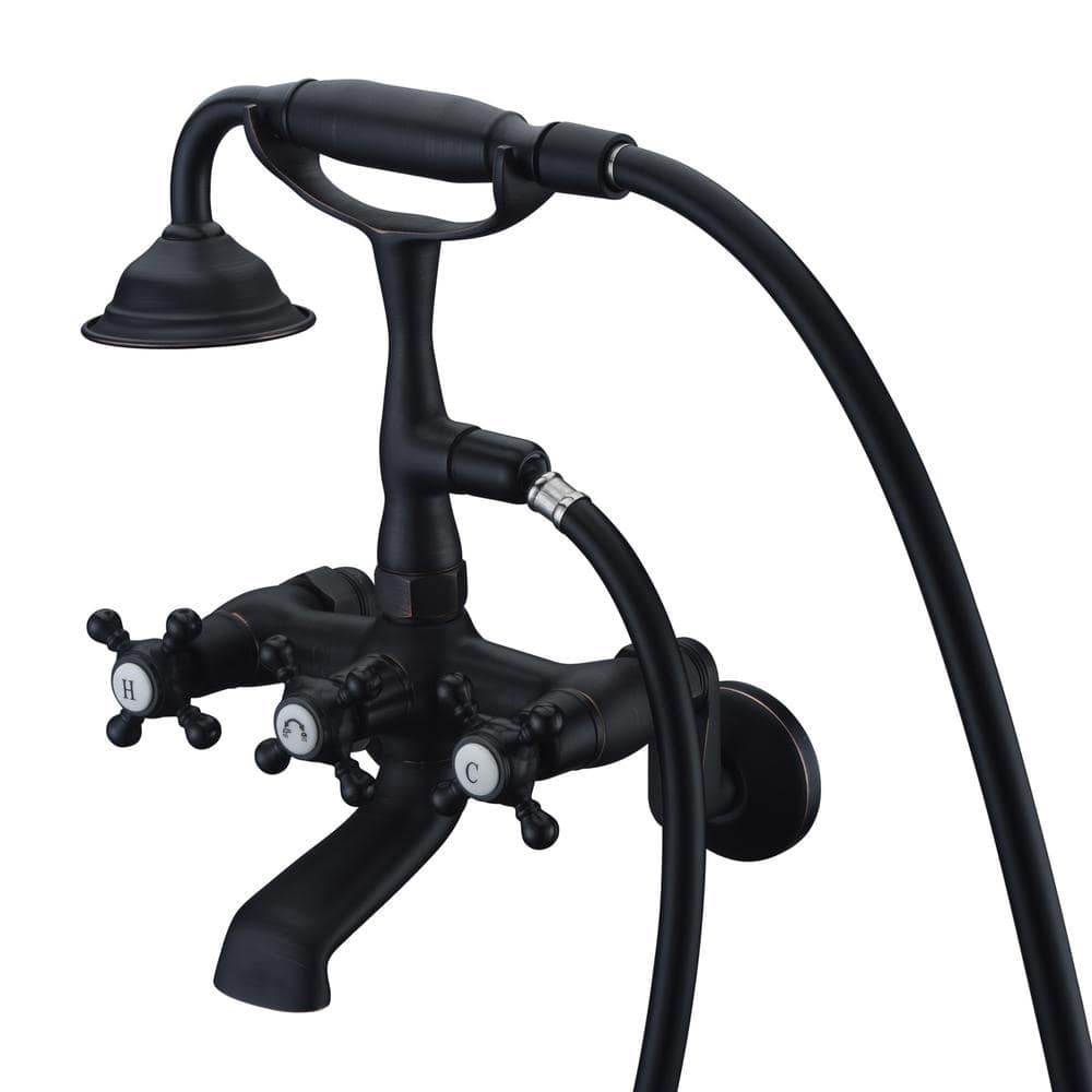 SUMERAIN Modern Triple Handle Claw Foot Tub Faucet with Hand Shower in