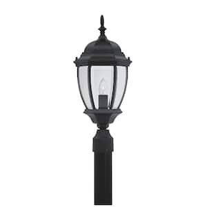 Tiverton 1-Light Black Cast Aluminum Line Voltage Outdoor Weather Resistant Post Light with No Bulb Included