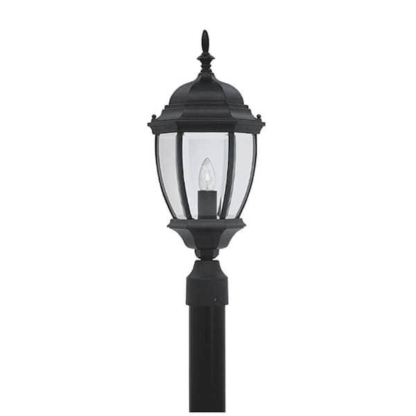 Designers Fountain Tiverton 1-Light Black Cast Aluminum Line Voltage Outdoor Weather Resistant Post Light with No Bulb Included