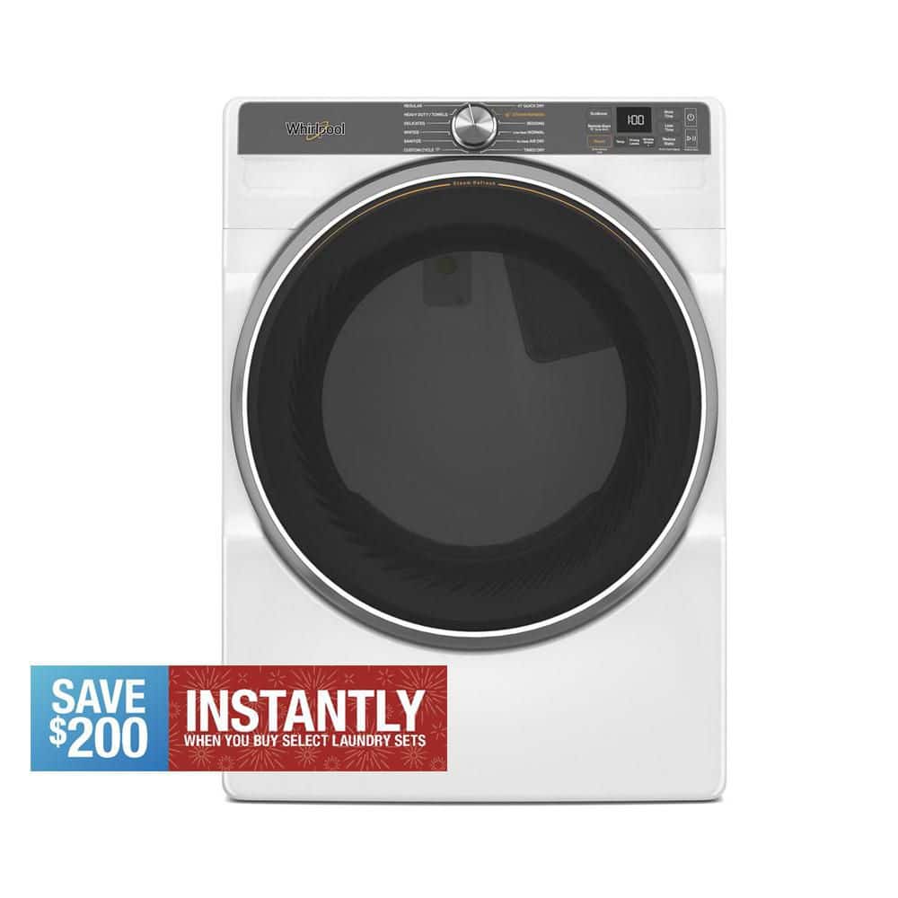 7.4 cu. ft. vented Front Load Electric Dryer in White with Steam Capabilities