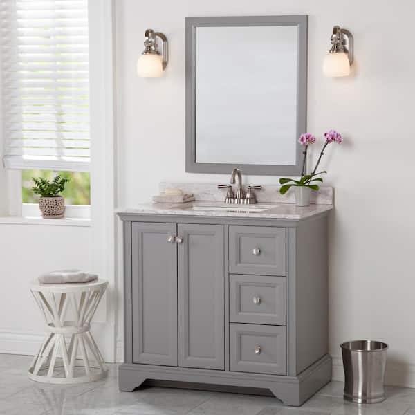Home Decorators Collection Stratfield 37 in. W x 22 in. D x 39 in. H Single Sink  Bath Vanity in Sterling Gray with Winter Mist Cultured Marble Top