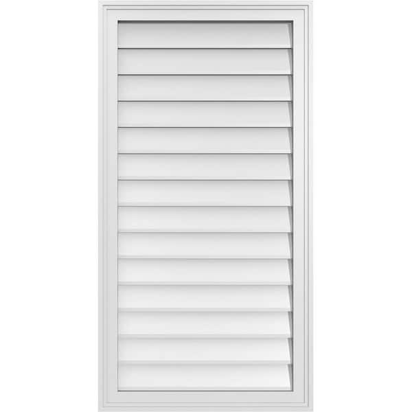 Ekena Millwork 22 in. x 42 in. Vertical Surface Mount PVC Gable Vent: Decorative with Brickmould Frame