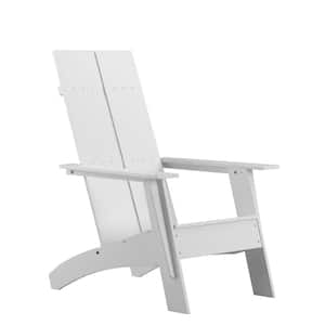 White Outdoor Lounge Faux Wood Resin Adirondack Chair