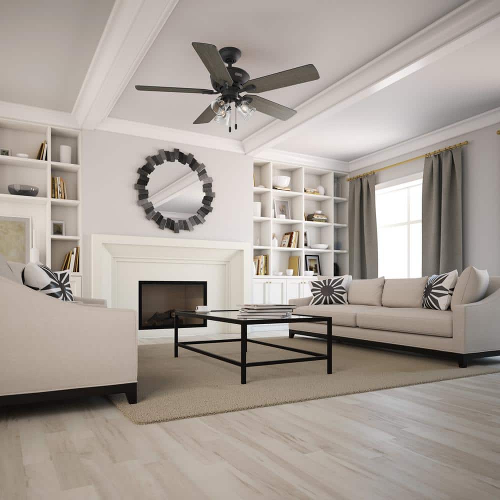 52" Matte Black 5-Blade Ceiling Fan with LED Lights