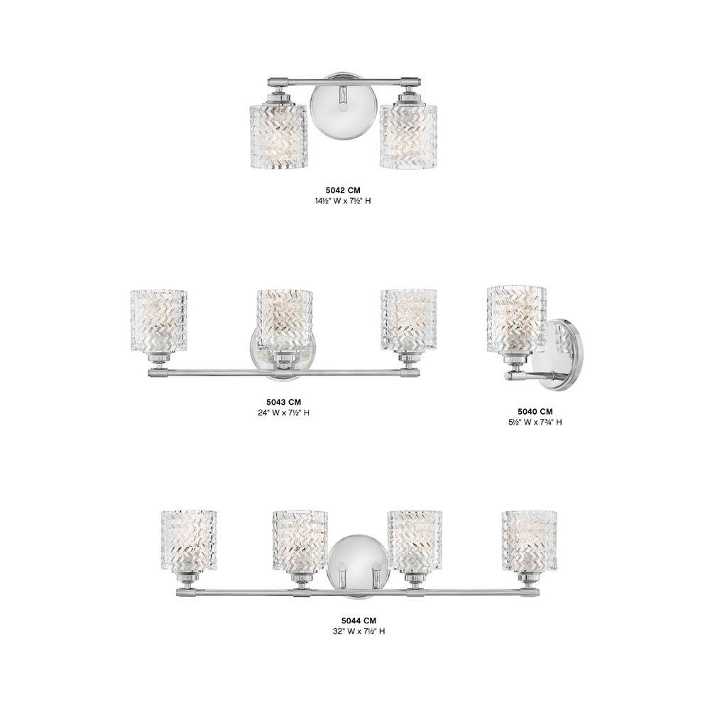 Elle Chrome 3-Light Vanity with Chevron Cut Clear Glass