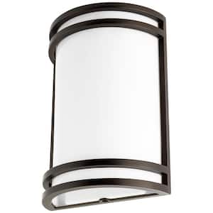 10 in. Bronze Outdoor Integrated LED Half Cylinder Wall Sconce Seletable CCT