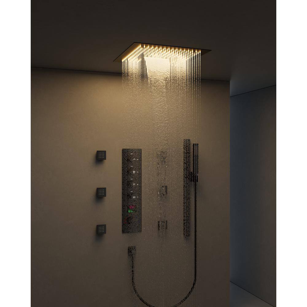 CRANACH Thermostatic LED 15Spray 16 in. Dual Ceiling Mount Fixed and