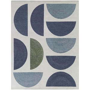 Fleta Blue 5 ft. x 7 ft. Geometric Area Rug