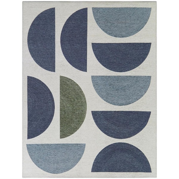 BALTA Fleta Blue 5 ft. x 7 ft. Geometric Area Rug