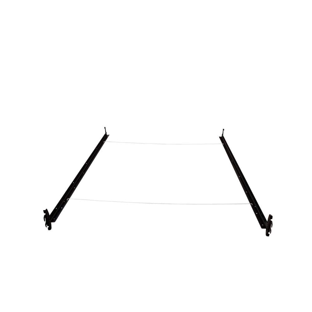 Black Adjustable Steel Twin/Full Bed Rails with Hooks