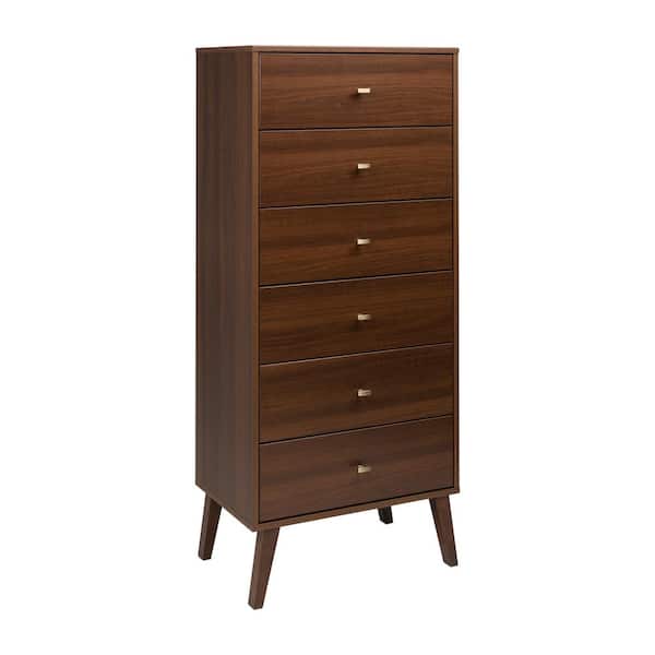 null Milo Mid Century Modern Cherry 6-Drawer 25 in. Chest of Drawers