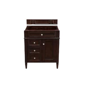 Brittany 30 in. W x 32 in. H Single Vanity Cabinet Only in Burnished Mahogany with Satin Nickel Hardware
