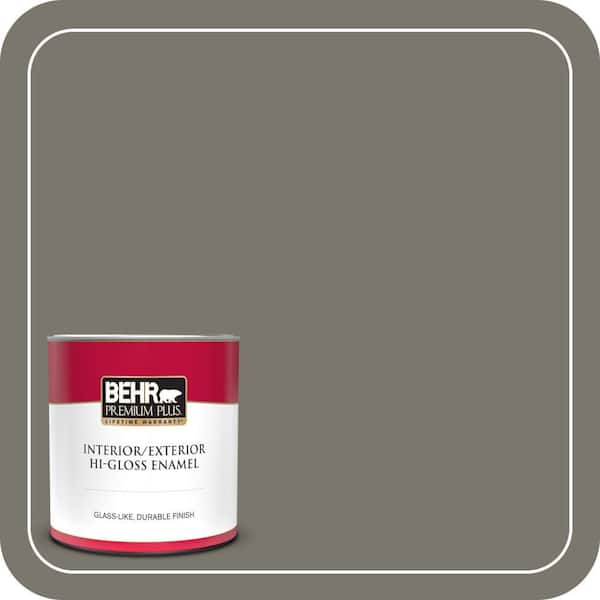 BEHR PREMIUM PLUS 1 qt. #ECC-46-2 Eagle Ridge Hi-Gloss Enamel Interior/Exterior Paint & Primer