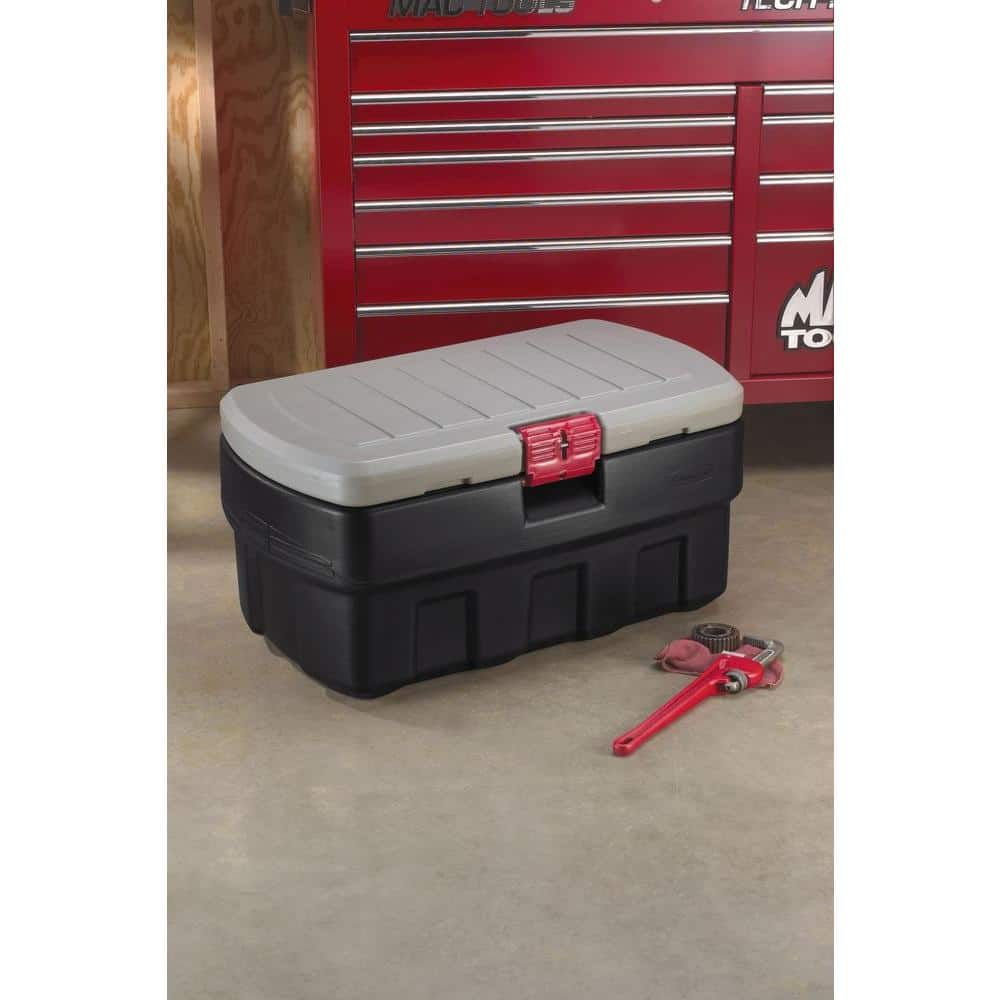 Rubbermaid 35 Gallon Black and Gray Stackable Storage Tote