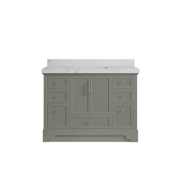 Willow Collections Alys 48 in. W x 22 in. D x 36 in. H Single Sink Bath Vanity in Evergreen with 2 in. Calacatta Sienna Quartz Top