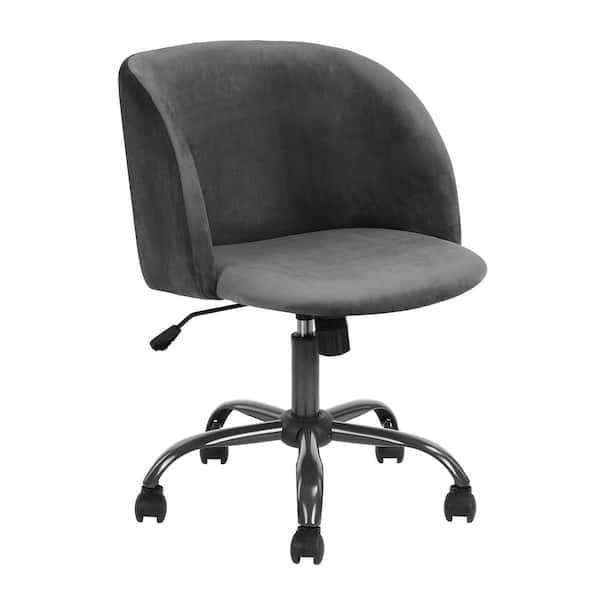 Homy Casa Matthews Grey Velvet High Adjustment Swivel Office Desk Chair