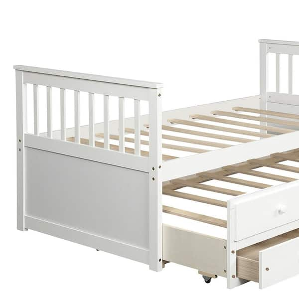 Harper & Bright Designs White Twin Platform Bed with Trundle and Drawers  SH000076KAA - The Home Depot