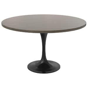 Verve Modern Dark Maple MDF Wood Tabletop 48 in. with Steel Pedestal Base Dining Table 4-Seater